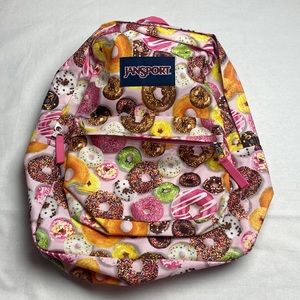 Janssport jan sport Backpack Bookbag Colorful Pink Donuts School Sleepover Girls